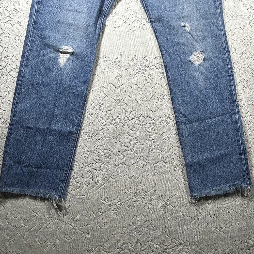 Levis 501 Jeans Mens 31x27 Distressed Button Fly Raw Hem Denim Pants